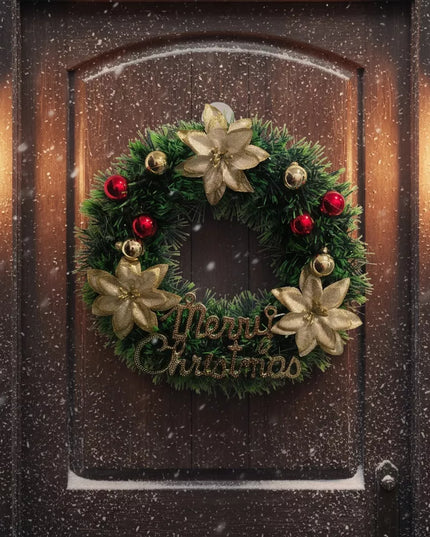 Kalėdinis vainikas Girlianda Papuošimas durims langui Merry Christmas 30cm