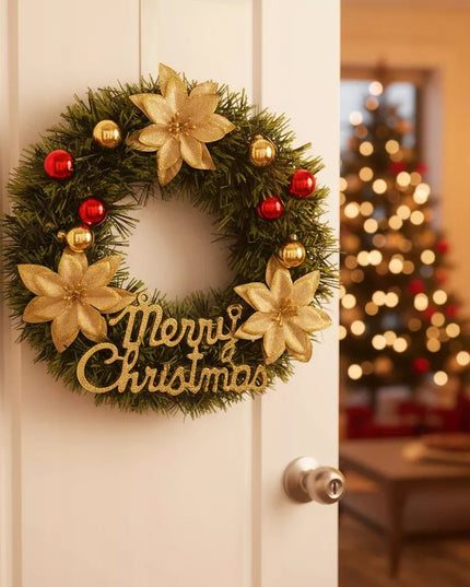 Kalėdinis vainikas Girlianda Papuošimas durims langui Merry Christmas 30cm