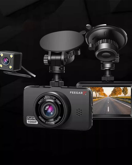 Automobilinis videoregistratorius Feegar Patrol su atbulinės eigos kamera, HDR ir Sony sensoriumi