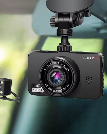 Automobilinis videoregistratorius Feegar Patrol su atbulinės eigos kamera, HDR ir Sony sensoriumi