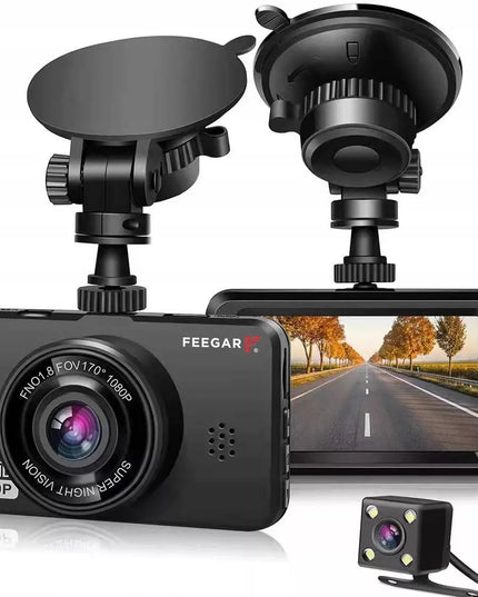 Automobilinis videoregistratorius Feegar Patrol su atbulinės eigos kamera, HDR ir Sony sensoriumi