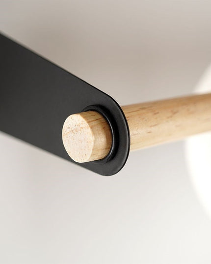 Sieninis laikiklis popieriniam rankšluosčiui, juodas metalas su bambuko lentynėle