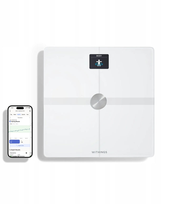 Išmaniosios svarstyklės Withings Body Smart, kūno sudėties analizė, širdies ritmas, baltos