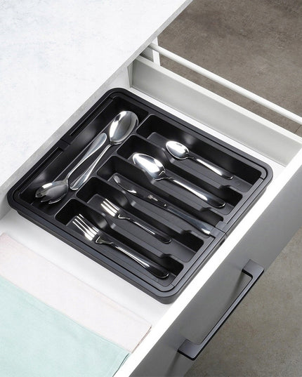 REGULIUOJAMAS įdėklas stalo įrankiams, peiliams, priedams į stalčių, prailginamas organizatorius