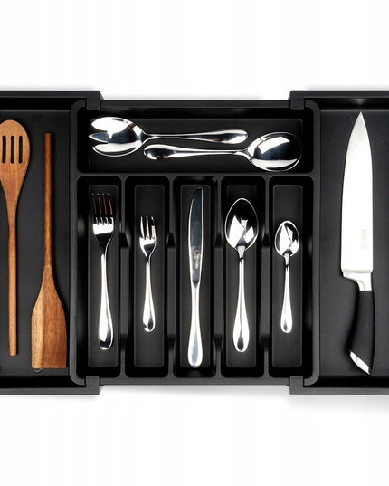 REGULIUOJAMAS įdėklas stalo įrankiams, peiliams, priedams į stalčių, prailginamas organizatorius