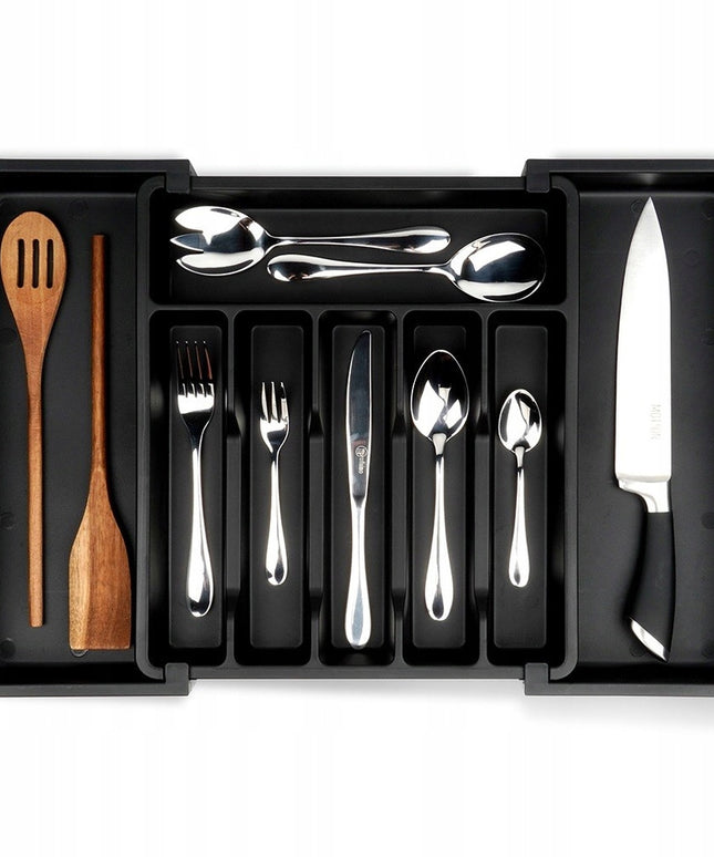 REGULIUOJAMAS įdėklas stalo įrankiams, peiliams, priedams į stalčių, prailginamas organizatorius