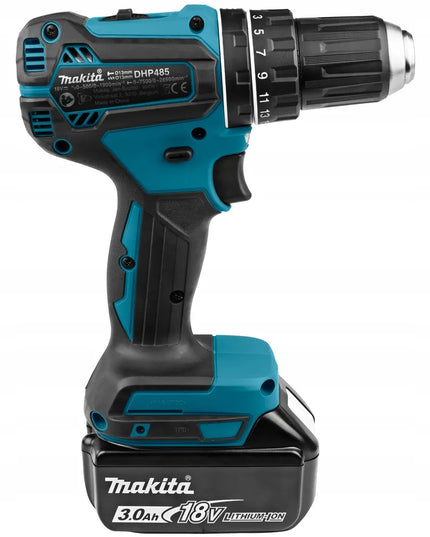 Akumuliatorinis smūginis suktuvas-gręžtuvas Makita DHP485RFJ, bešepetis, 18V