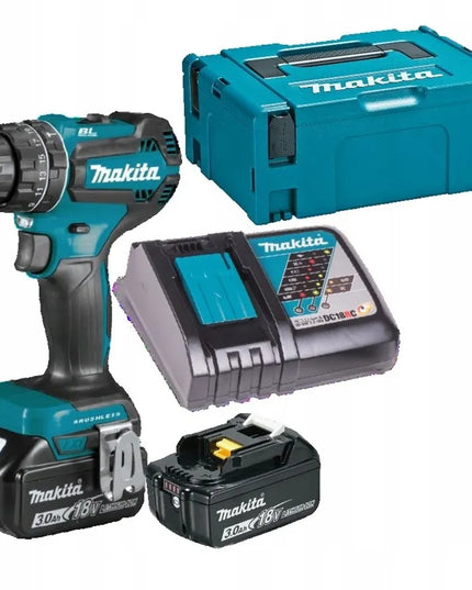 Akumuliatorinis smūginis suktuvas-gręžtuvas Makita DHP485RFJ, bešepetis, 18V