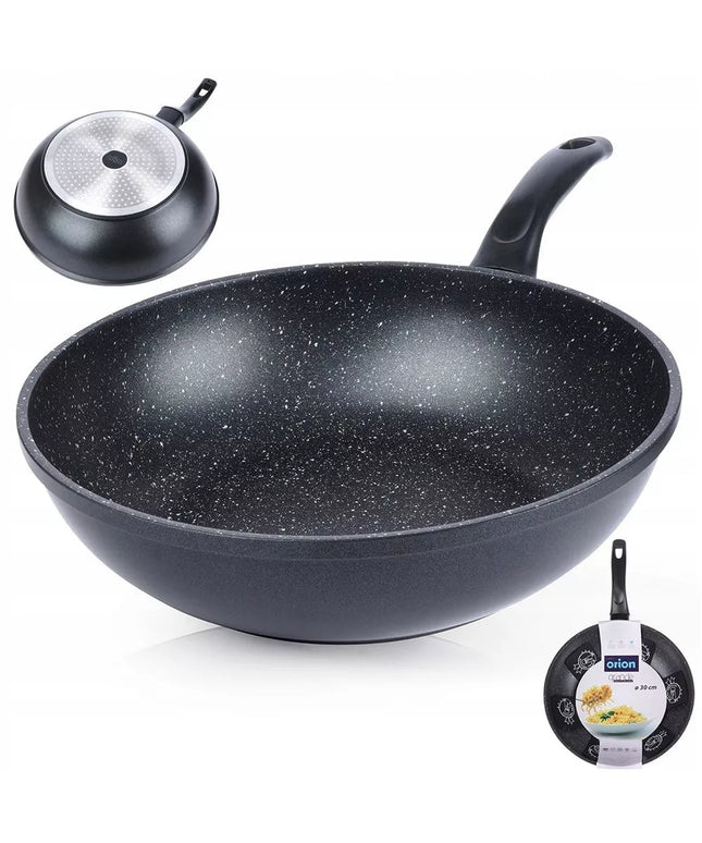 GRANITINĖ „Wok“ gili keptuvė kepimui ir troškinimui ORION GRANDE 30 cm