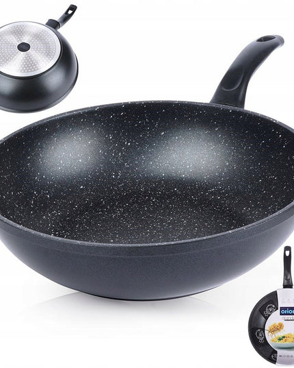 Wok GRANITINIS, gili keptuvė kepimui ir troškinimui, ORION GRANDE 30 cm