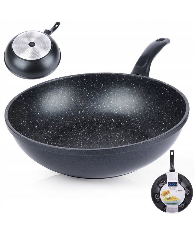 Wok GRANITINIS, gili keptuvė kepimui ir troškinimui, ORION GRANDE 30 cm