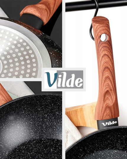 Granito tipo gilus keptuvas Wok azijietiškiems patiekalams kepti ir troškinti, 28 cm