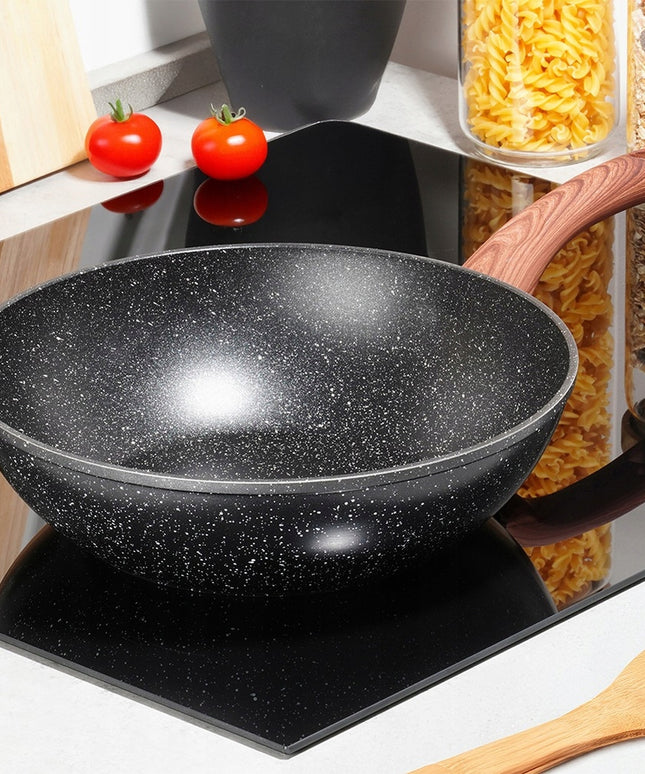 Granito tipo gilus keptuvas Wok azijietiškiems patiekalams kepti ir troškinti, 28 cm