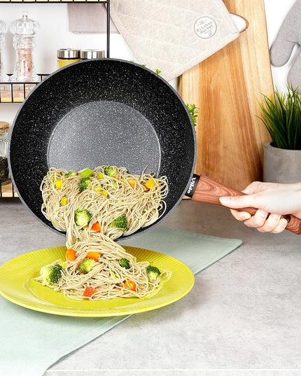 Granito tipo gilus keptuvas Wok azijietiškiems patiekalams kepti ir troškinti, 28 cm