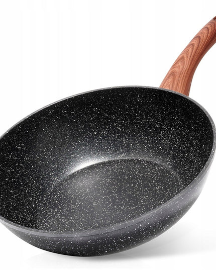 Granito tipo gilus keptuvas Wok azijietiškiems patiekalams kepti ir troškinti, 28 cm