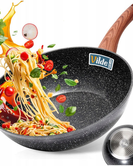 Granito tipo gilus keptuvas Wok azijietiškiems patiekalams kepti ir troškinti, 28 cm