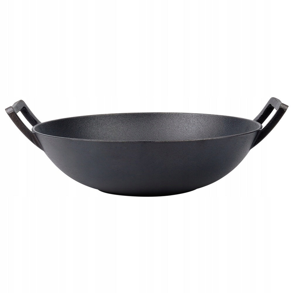 Ketaus WOK keptuvė, didelė keptuvė maisto kepimui ir troškinimui ant viryklės ar laužo, 36 cm