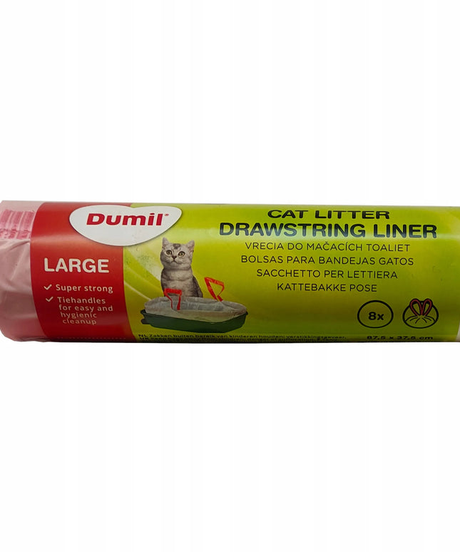 Dumil vienkartiniai maišai kačių kraiko dėžei su juostele, 8 vnt., 87,5 cm x 37,5 cm x 37,5 cm
