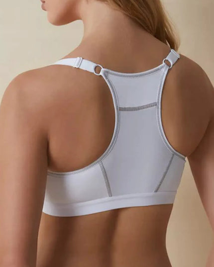 Patogi minkšta sportinė liemenėlė su užsegimu priekyje be lankelių balta 80C