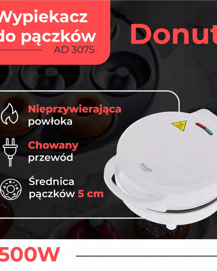 Spurgų kepimo aparatas, donut maker 5cm, 1500W, nelimpanti danga