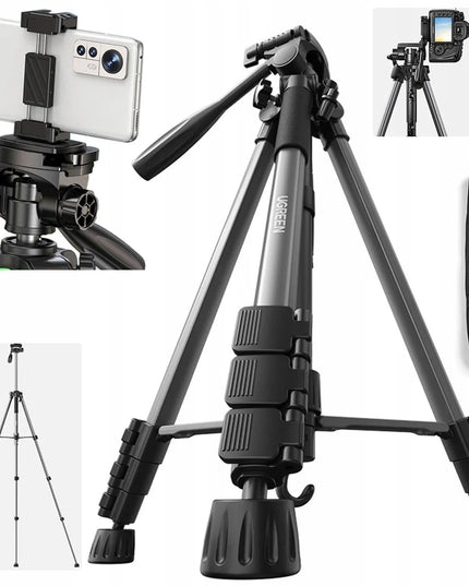 Aukštas FOTO VIDEO trikojis 175 cm fotoaparatui, vaizdo kamerai ir telefonui su adapteriu UGREEN LP661