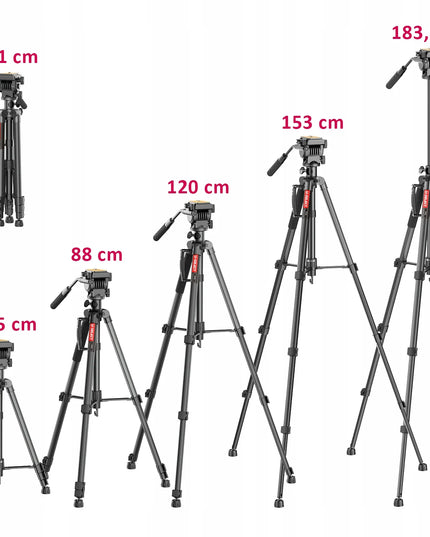 Aukštas studijinis trikojis su panoramine galvute VIDEO PRO, keliamoji galia 3 kg