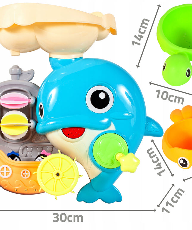 Žaislas maudynėms VANDENS DELFINAS, mažas delfiniukas, pilantis dušelis vaikams