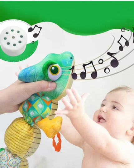 Sensorinis pliušinis muzikinis chameleonas kūdikiams 0-1 m.