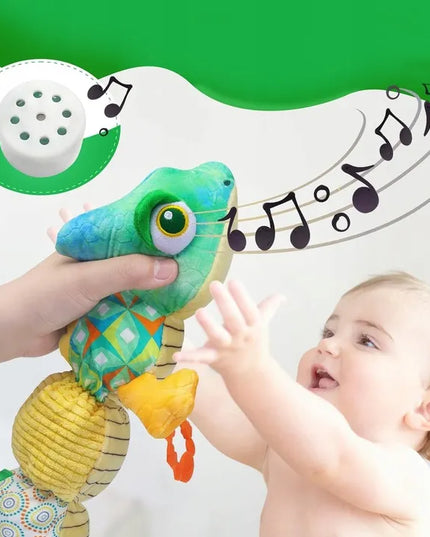Sensorinis pliušinis muzikinis chameleonas kūdikiams 0-1 m.