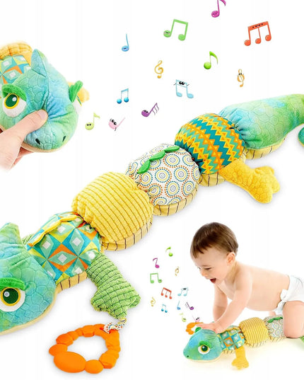 Sensorinis pliušinis muzikinis chameleonas kūdikiams 0-1 m.