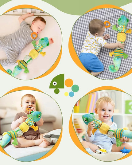 Sensorinis pliušinis muzikinis chameleonas kūdikiams 0-1 m.