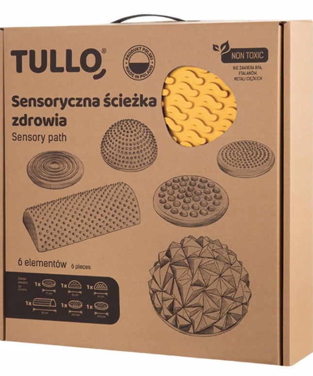 Tullo sensorinis takas vaikams – 6 dalių rinkinys pusiausvyros ir pėdų masažo pratimams