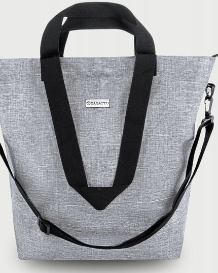 ZAGATTO didelė pilka moteriška shopper rankinė, talpi rankinė ant peties