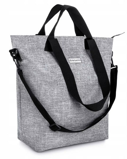 ZAGATTO didelė pilka moteriška shopper rankinė, talpi rankinė ant peties