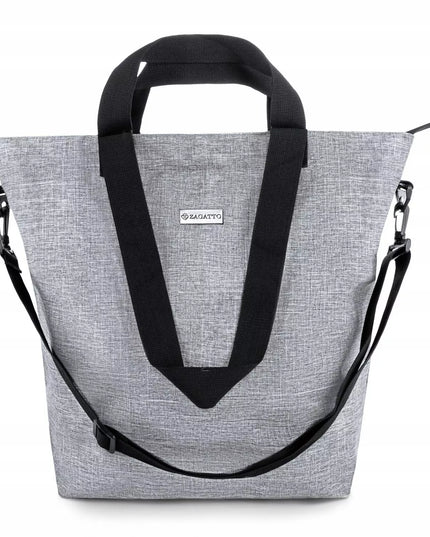 ZAGATTO didelė pilka moteriška shopper rankinė, talpi rankinė ant peties