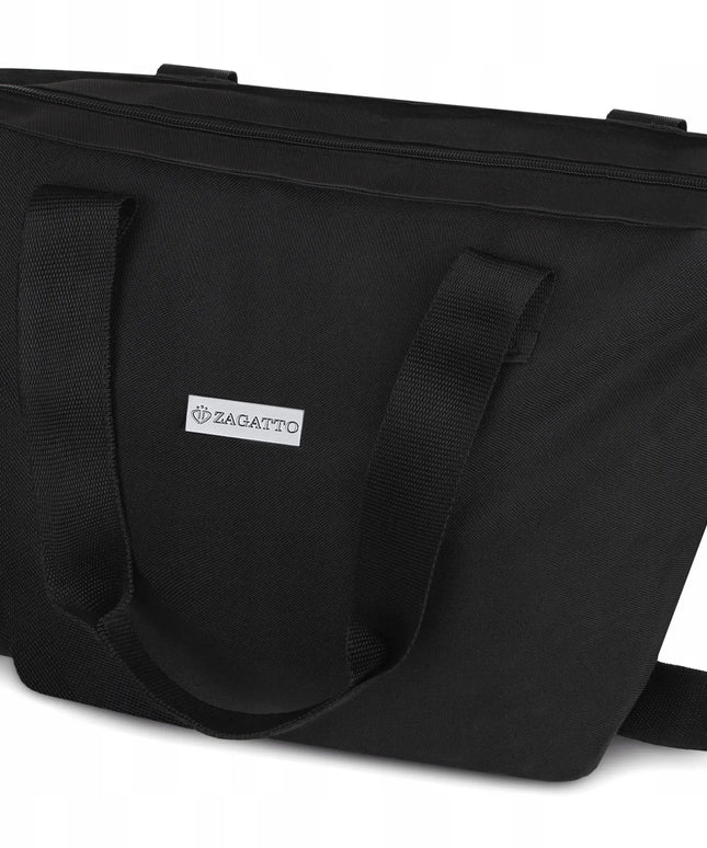 ZAGATTO didelė moteriška juoda talpi shopper rankinė