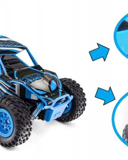 Nuotoliniu būdu valdomas didelis HB Toys Desert Truck 4x4 bekelės RC automobilis su pultu ir akumuliatoriumi