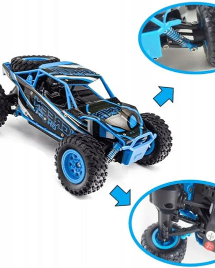 Nuotoliniu būdu valdomas didelis HB Toys Desert Truck 4x4 bekelės RC automobilis su pultu ir akumuliatoriumi
