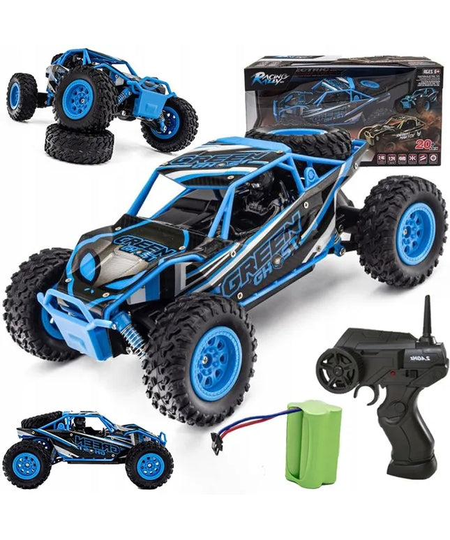 Nuotoliniu būdu valdomas didelis HB Toys Desert Truck 4x4 bekelės RC automobilis su pultu ir akumuliatoriumi