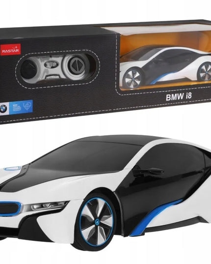 Nuotoliniu būdu valdomas automobilis RASTAR BMW i8, 1:24, su LED žibintais