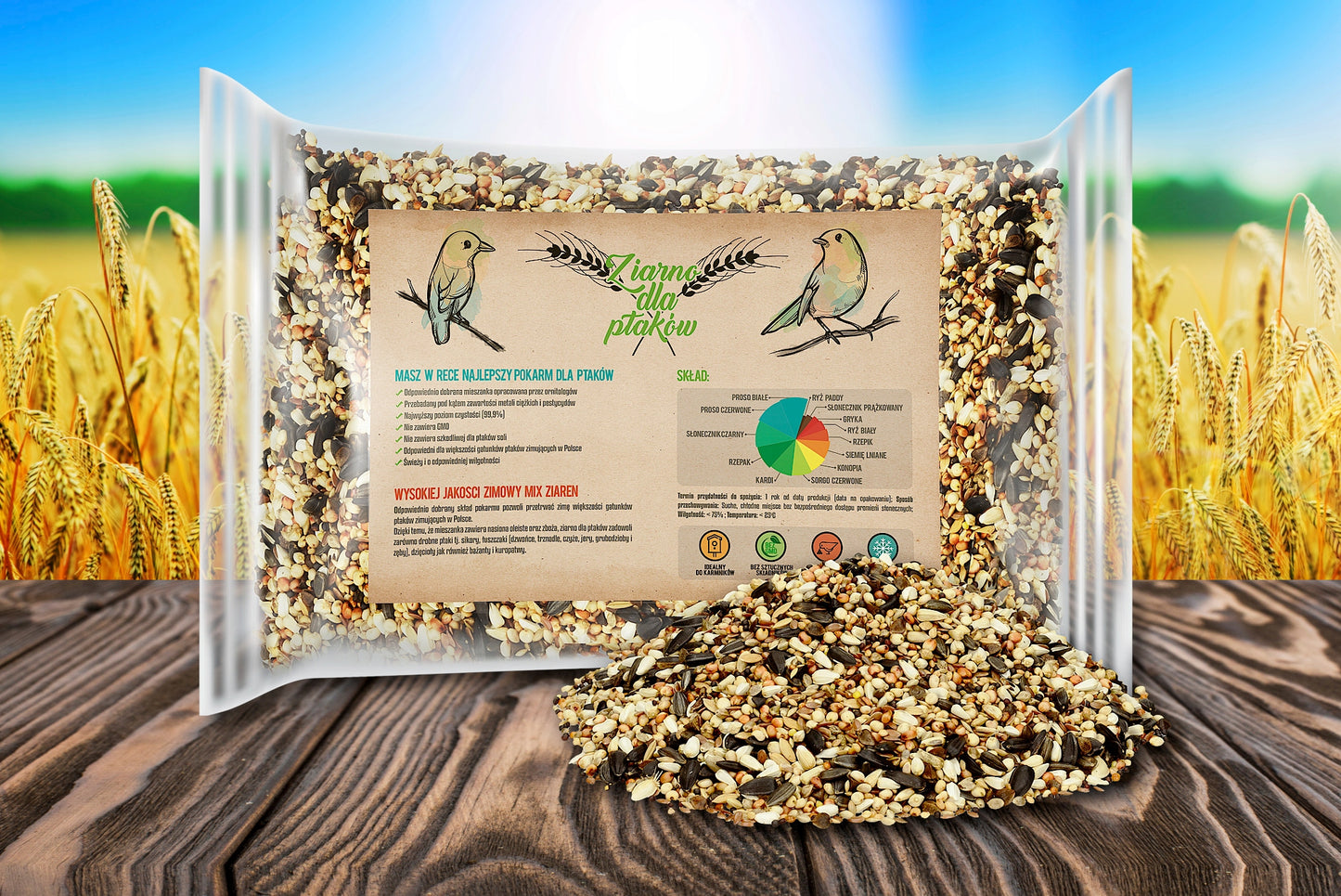 SVEIKAS PAŠARAS GRŪDAI PAUKŠČIAMS GRŪDŲ MIŠINYS ŽIEMAI 1KG