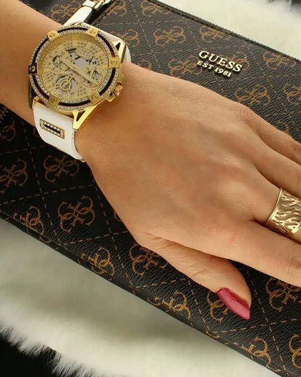 Moteriškas laikrodis Guess Queen GW0536L2, auksinės ir baltos spalvos, originalus, su dėžute