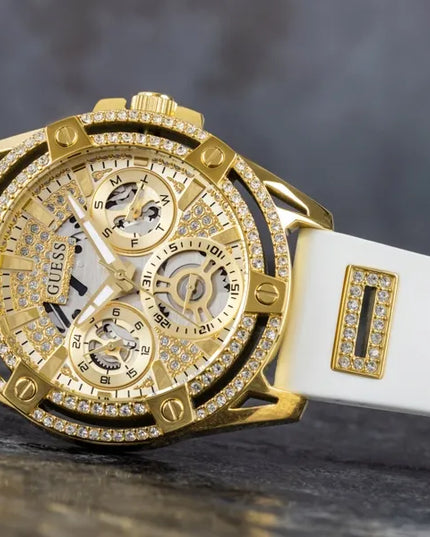 Moteriškas laikrodis Guess Queen GW0536L2, auksinės ir baltos spalvos, originalus, su dėžute