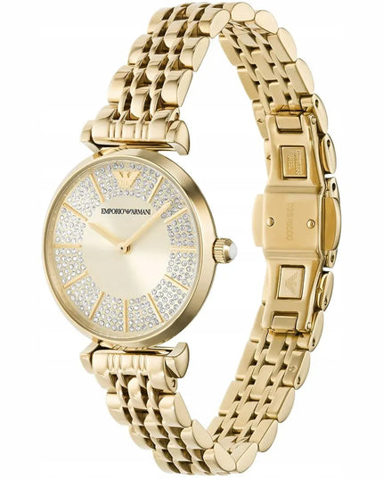Emporio Armani AR11608 Gianni T-Bar moteriškas laikrodis, auksinės spalvos, su originalia dėžute