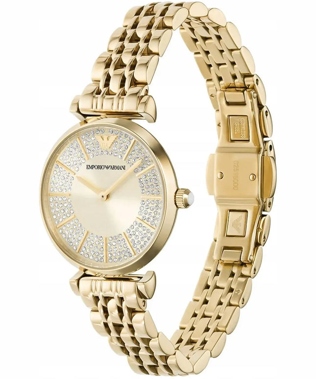 Emporio Armani AR11608 Gianni T-Bar moteriškas laikrodis, auksinės spalvos, su originalia dėžute