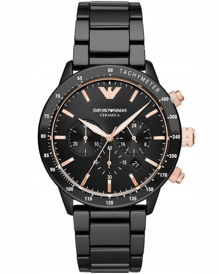 „Emporio Armani“ AR70002 Mario Chrono keraminis laikrodis vyrams, originalus, su sertifikatu