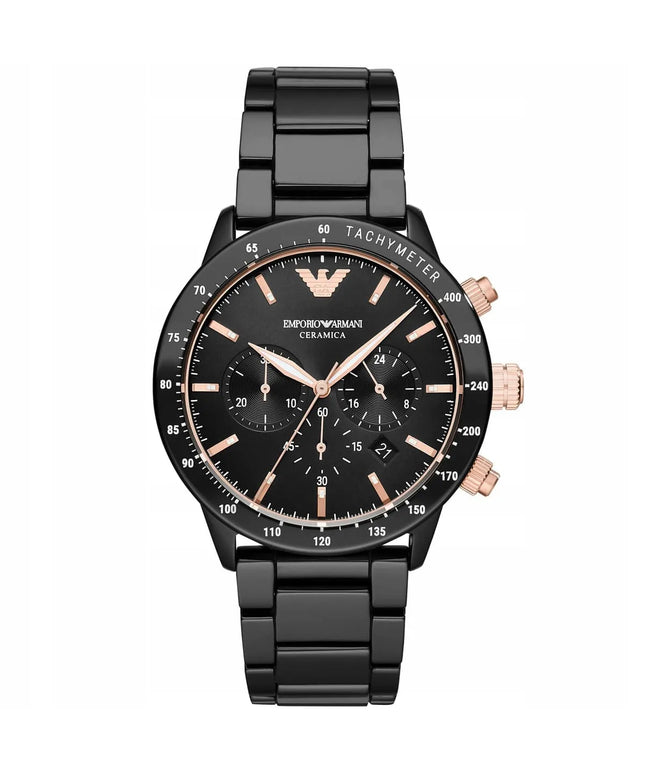 „Emporio Armani“ AR70002 Mario Chrono keraminis laikrodis vyrams, originalus, su sertifikatu