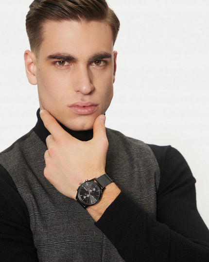 Vyriškas laikrodis HUGO BOSS 1513811 ASSOCIATE, juodas, su dėžute