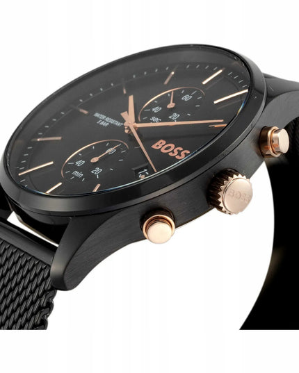 Vyriškas laikrodis HUGO BOSS 1513811 ASSOCIATE, juodas, su dėžute