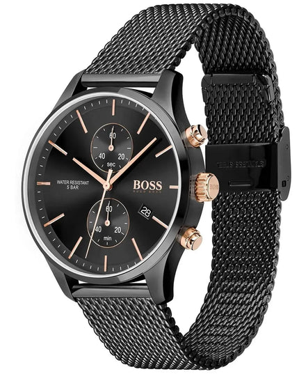 Vyriškas laikrodis HUGO BOSS 1513811 ASSOCIATE, juodas, su dėžute